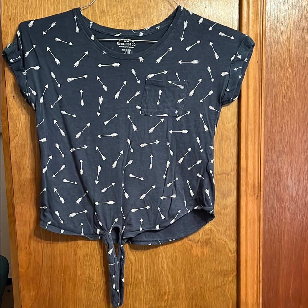 Kids Navy Arrow Tie-Front Tee